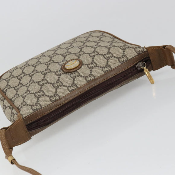 GUCCI GG Plus Supreme Shoulder Bag PVC Beige Gold Auth ka3460