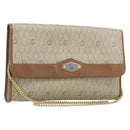 Christian Dior Honeycomb Canvas Chain Shoulder Bag PVC Beige Gold Auth ka3461-1
