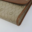 Christian Dior Honeycomb Canvas Chain Shoulder Bag PVC Beige Gold Auth ka3461-9