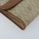 Christian Dior Honeycomb Canvas Chain Shoulder Bag PVC Beige Gold Auth ka3461-14