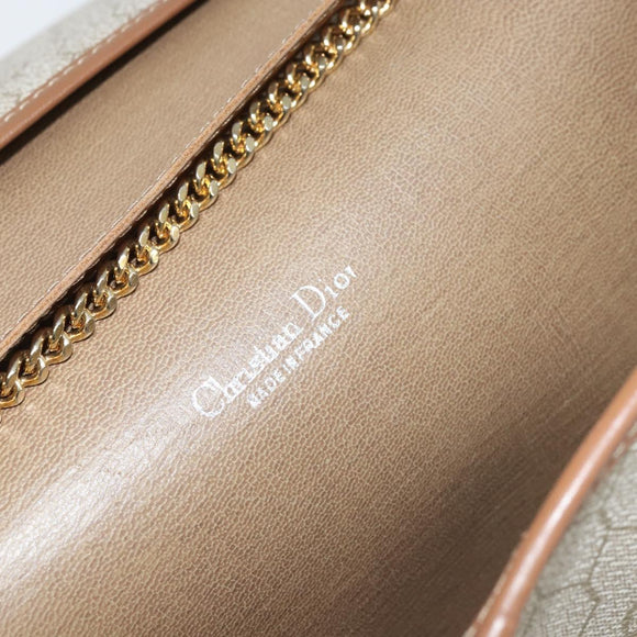 Christian Dior Honeycomb Canvas Chain Shoulder Bag PVC Beige Gold Auth ka3461