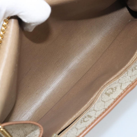 Christian Dior Honeycomb Canvas Chain Shoulder Bag PVC Beige Gold Auth ka3461