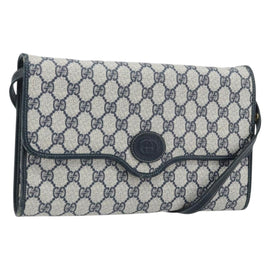 GUCCI GG Supreme Shoulder Bag PVC Navy Gold Auth ka3462