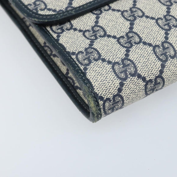 GUCCI GG Supreme Shoulder Bag PVC Navy Gold Auth ka3462