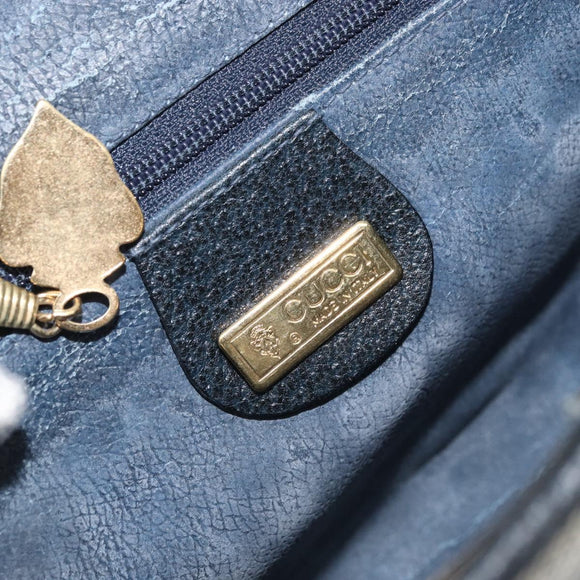 GUCCI GG Supreme Shoulder Bag PVC Navy Gold Auth ka3462