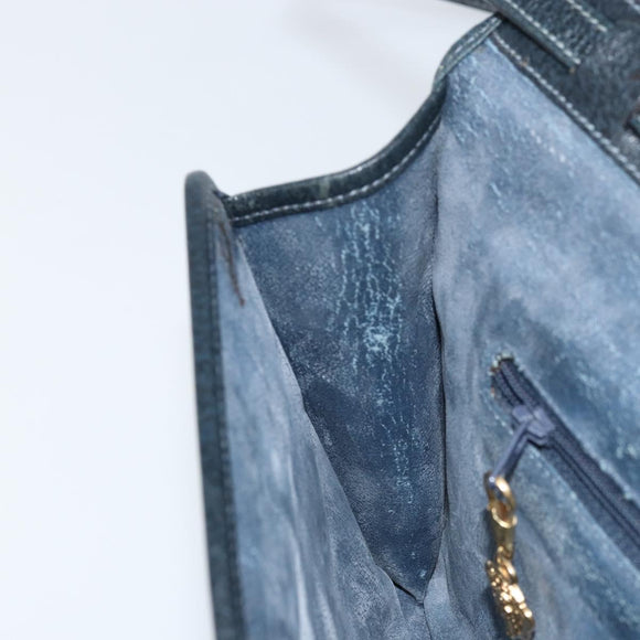 GUCCI GG Supreme Shoulder Bag PVC Navy Gold Auth ka3462