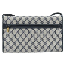 GUCCI GG Supreme Shoulder Bag PVC Navy Gold Auth ka3462 - 0