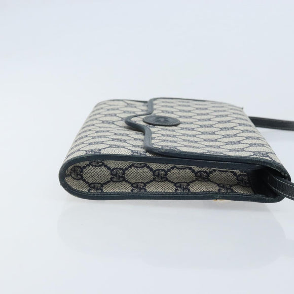 GUCCI GG Supreme Shoulder Bag PVC Navy Gold Auth ka3462