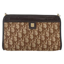 Christian Dior Trotter Canvas Chain Shoulder Bag Brown Gold Auth ka3467-13