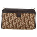 Christian Dior Trotter Canvas Chain Shoulder Bag Brown Gold Auth ka3467-2