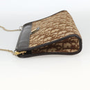 Christian Dior Trotter Canvas Chain Shoulder Bag Brown Gold Auth ka3467-3