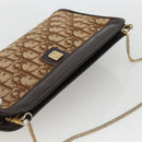 Christian Dior Trotter Canvas Chain Shoulder Bag Brown Gold Auth ka3467-6