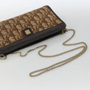 Christian Dior Trotter Canvas Chain Shoulder Bag Brown Gold Auth ka3467-7