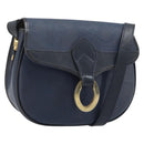 Christian Dior Trotter Canvas Shoulder Bag PVC Navy Gold Auth ka3468A-1