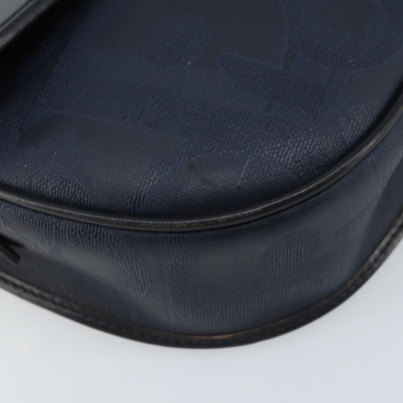 Christian Dior Trotter Canvas Shoulder Bag PVC Navy Gold Auth ka3468A