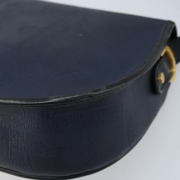 Christian Dior Trotter Canvas Shoulder Bag PVC Navy Gold Auth ka3468A