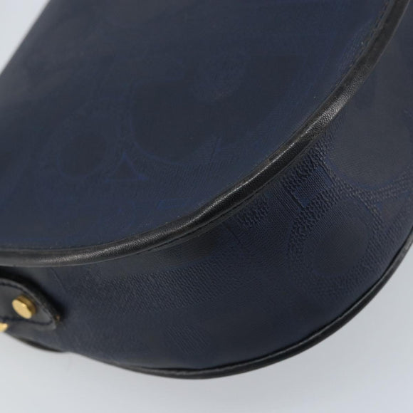 Christian Dior Trotter Canvas Shoulder Bag PVC Navy Gold Auth ka3468A