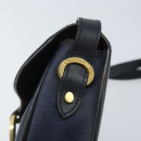 Christian Dior Trotter Canvas Shoulder Bag PVC Navy Gold Auth ka3468A