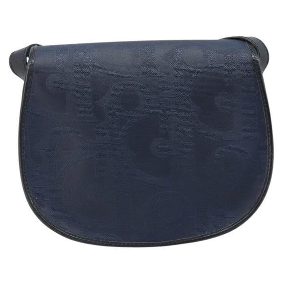 Christian Dior Trotter Canvas Shoulder Bag PVC Navy Gold Auth ka3468A