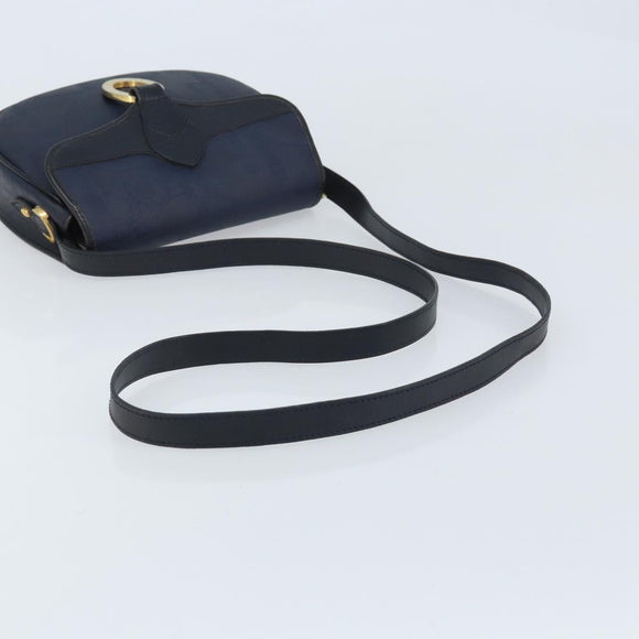 Christian Dior Trotter Canvas Shoulder Bag PVC Navy Gold Auth ka3468A