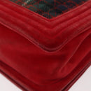 CHANEL Chain Matelasse Boy Chanel Shoulder Bag Canvas Red Gold CC Auth ka3474SAM-16