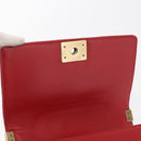 CHANEL Chain Matelasse Boy Chanel Shoulder Bag Canvas Red Gold CC Auth ka3474SAM-18