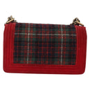 CHANEL Chain Matelasse Boy Chanel Shoulder Bag Canvas Red Gold CC Auth ka3474SAM-2