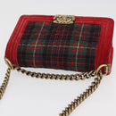 CHANEL Chain Matelasse Boy Chanel Shoulder Bag Canvas Red Gold CC Auth ka3474SAM-6