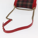 CHANEL Chain Matelasse Boy Chanel Shoulder Bag Canvas Red Gold CC Auth ka3474SAM-7