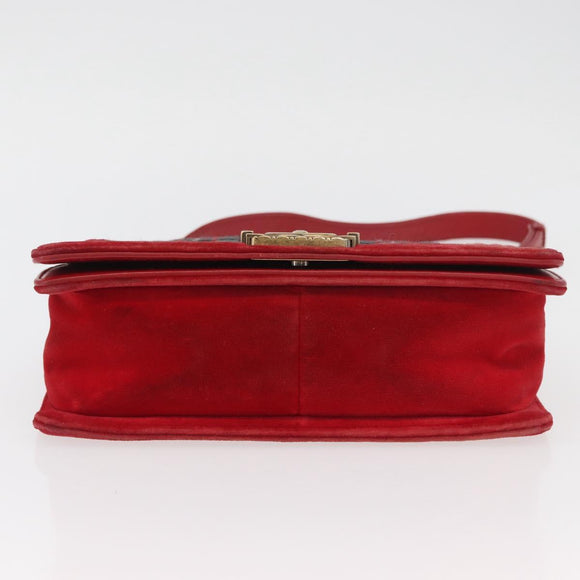 CHANEL Chain Matelasse Boy Chanel Shoulder Bag Canvas Red Gold CC Auth ka3474SAM