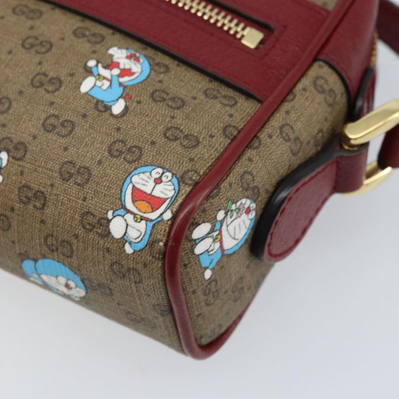GUCCI Micro GG Supreme Doraemon Bag PVC Beige Gold 647784 Auth ka3475SAM