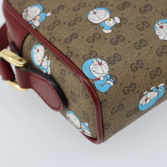 GUCCI Micro GG Supreme Doraemon Bag PVC Beige Gold 647784 Auth ka3475SAM