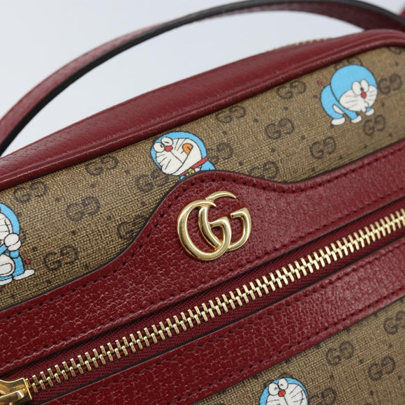 GUCCI Micro GG Supreme Doraemon Bag PVC Beige Gold 647784 Auth ka3475SAM