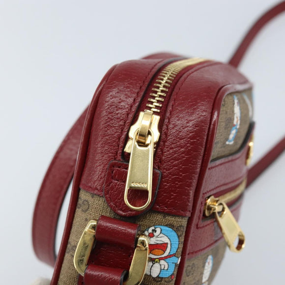 GUCCI Micro GG Supreme Doraemon Bag PVC Beige Gold 647784 Auth ka3475SAM