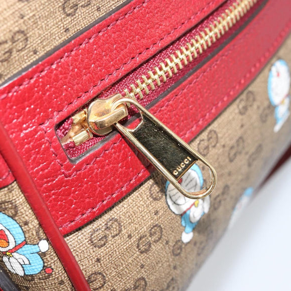 GUCCI Micro GG Supreme Doraemon Bag PVC Beige Gold 647784 Auth ka3475SAM