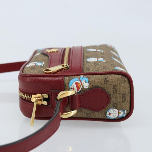 GUCCI Micro GG Supreme Doraemon Bag PVC Beige Gold 647784 Auth ka3475SAM