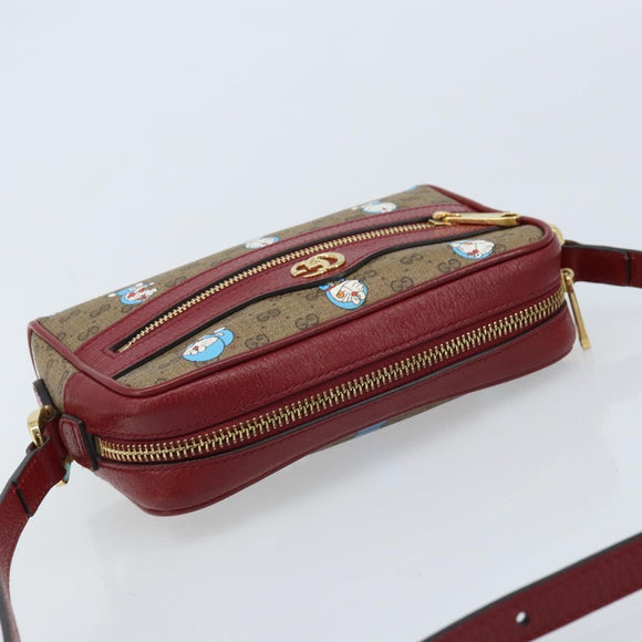 GUCCI Micro GG Supreme Doraemon Bag PVC Beige Gold 647784 Auth ka3475SAM
