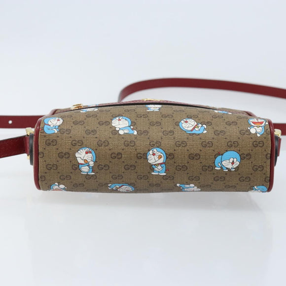 GUCCI Micro GG Supreme Doraemon Bag PVC Beige Gold 647784 Auth ka3475SAM