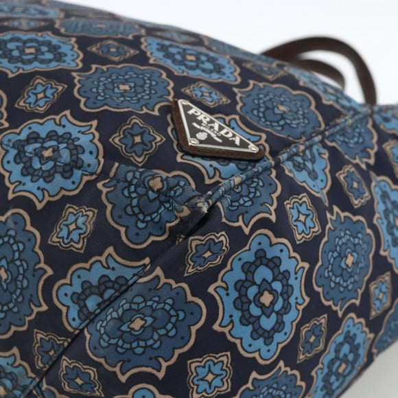 PRADA Tote Bag Nylon Blue Silver Auth ka3477A