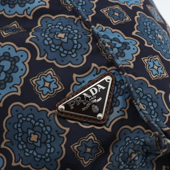 PRADA Tote Bag Nylon Blue Silver Auth ka3477A