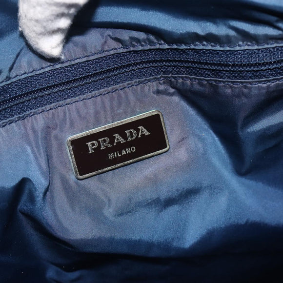 PRADA Tote Bag Nylon Blue Silver Auth ka3477A