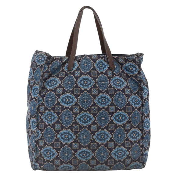 PRADA Tote Bag Nylon Blue Silver Auth ka3477A