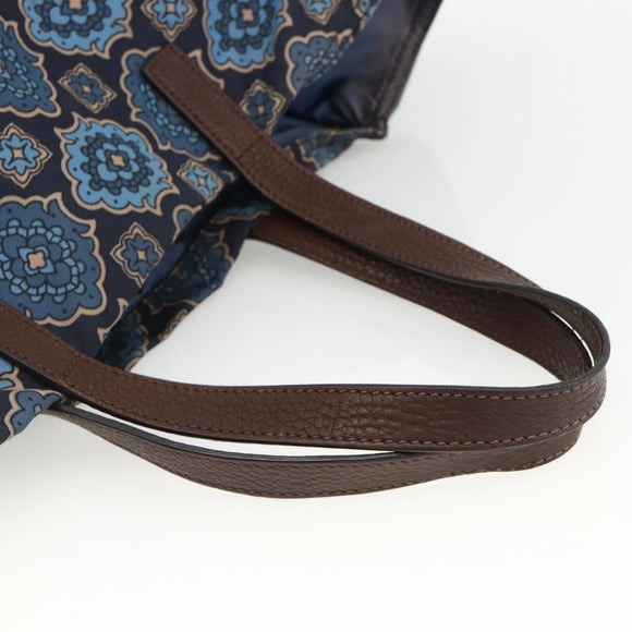 PRADA Tote Bag Nylon Blue Silver Auth ka3477A