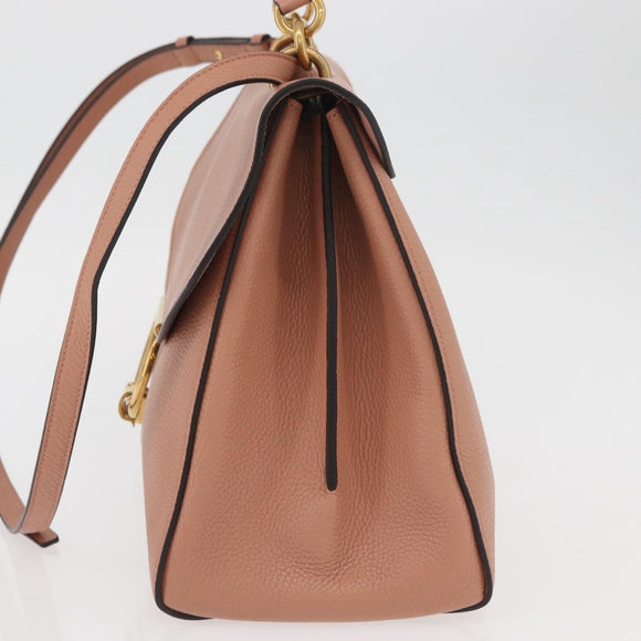 Salvatore Ferragamo Margot Shoulder Bag Leather Beige Gold Auth ka3483A