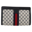 GUCCI GG Supreme Sherry Line Clutch Bag PVC Navy Red 89 01 002 Auth ka3487-13