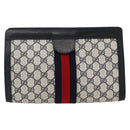 GUCCI GG Supreme Sherry Line Clutch Bag PVC Navy Red 89 01 002 Auth ka3487-2