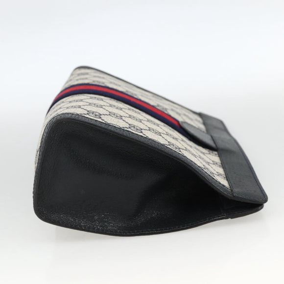 GUCCI GG Supreme Sherry Line Clutch Bag PVC Navy Red 89 01 002 Auth ka3487