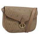 Christian Dior Honeycomb Canvas Shoulder Bag PVC Beige Gold Auth ka3491-1