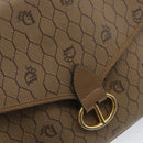 Christian Dior Honeycomb Canvas Shoulder Bag PVC Beige Gold Auth ka3491-14