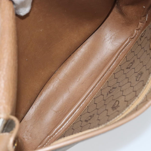Christian Dior Honeycomb Canvas Shoulder Bag PVC Beige Gold Auth ka3491